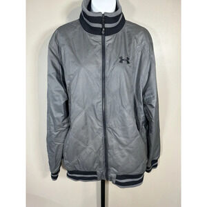 Under Armour Men’s Loose Full Zip Gray Black Polyester Jacket Midweight LG